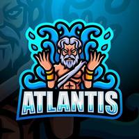 Atlantis mascot esport logo design vector