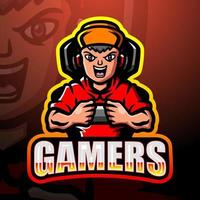 Gamer boy mascot esport logo design vector