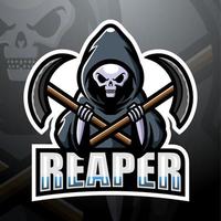 Reaper skull mascot esport logo design vector