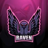 diseño de logotipo de mascota raven esport vector