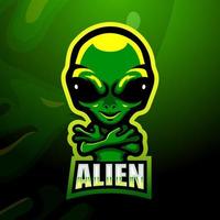 Alien mascot esport logo design vector