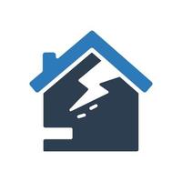icono de tormenta en casa, símbolo de tormenta para su sitio web, logotipo, aplicación, diseño de interfaz de usuario vector