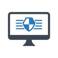 Secure computer icon on white background vector