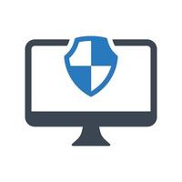 Secure computer icon on white background vector