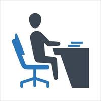 Office worker, working, desk icon vector