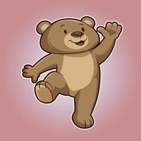 cute teddy bear posing mascot illustration vector