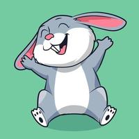 cute bunny cheerful cartoon drawing vector