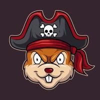 cabeza pirata ardilla mascota logo concepto de juego vector