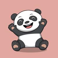 cute panda funny cartoon isolated illustration vector