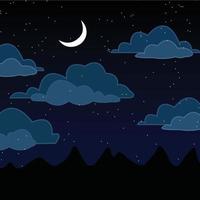 night sky with clouds and stars vector