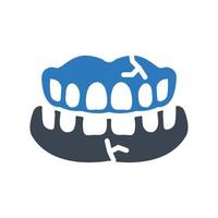 icono de prótesis dentales, símbolo de descomposición de prótesis dentales para su sitio web, logotipo, aplicación, diseño de interfaz de usuario vector