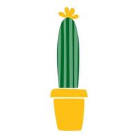 Vector illustration of cactus in flower pot. Succulent houseplant home gardening and decoration. Cacti smiling friendly character. For cards, social media, banners and printing on paper or textile.