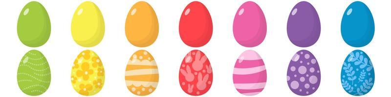 Set of Easter eggs. Traditional food for celebration. Ellipse shape pack of elements. Easter hunt decoration. Colorful group of Easter symbols. Isolated on white background. For promotion, printing.