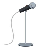 Microphone. Gray mic on stand. Talk icon and stand-up performances. vector
