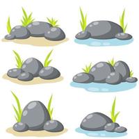 Set of stones for the background. Forest and mountain environment. vector
