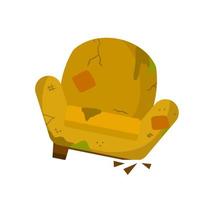 silla rota. sillón viejo. ilustración plana de dibujos animados. vector