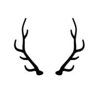 Horn of deer or elk. Hunting trophy. Black and white silhouette vector