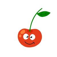 Cherry character. Cute mascot with face and eyes vector