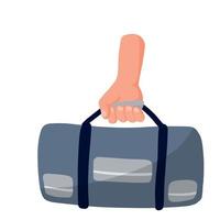 Hand hold sports bag. Transfer of cargo and baggage vector