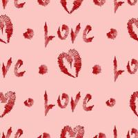 Vector seamless pattern with text LOVE on pink background