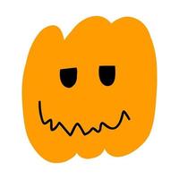 Vector illustration of Halloween pumpkin in hand drawn cartoon style on white background.