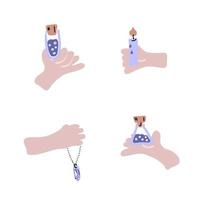 Hands with witchcraft in modern style collection. vector