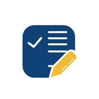 simple memo and pen button application icon and logo vector