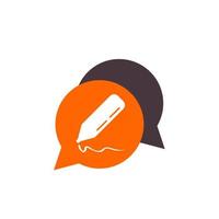 simple dialogue pen button icon and logo vector