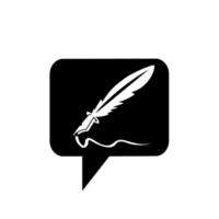 simple feather ink pen application icon and vector logo