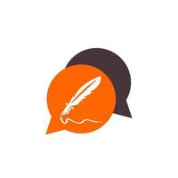 simple feather ink pen application icon and vector logo