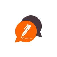 simple dialogue pen button icon and logo vector