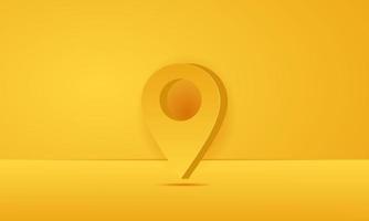 vector creative realistic 3d yellow map pin pointer icon