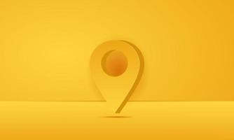 vector creative realistic 3d yellow map pin pointer icon