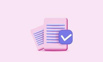 icono de diseño de documentos vectoriales pila de hojas de papel fondo rosa confirmado vector