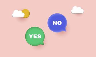 creative design yes no speech bubbles 3d web illustrator vector