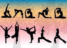 Silhouette of female wich making yoga vector