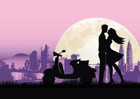 Lovers In Front A Moon vector