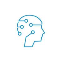 cabeza de la mente del cerebro humano con el concepto de cabeza de robot de inteligencia artificial vector
