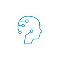 Human brain mind head with artificial intelligence robot head concept vector