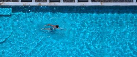 Aerial view images of swimming pool in a sunny day. photo