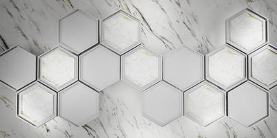 fondo de marco hexagonal de mármol para colocar texto y productos ilustración 3d foto