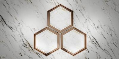marble hexagon frame Background for placing text and products 3D illustration photo