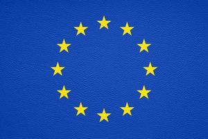 flag of Europe or European Union or EU with leather texture photo