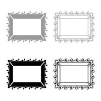 Picture frame icon outline set black grey color vector illustration flat style image