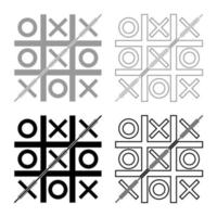 tic tac toe set icono gris negro color vector ilustración estilo plano imagen