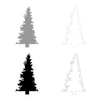 Fir spruce set icon grey black color vector illustration flat style image