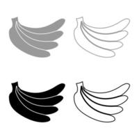 Bunch of bananas set icon grey black color vector illustration image flat style solid fill outline contour line thin