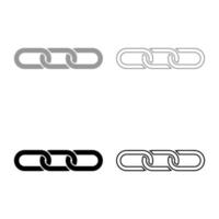 Chain links Interlock icon outline set black grey color vector illustration flat style image