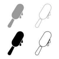 Popsicle Ice lolly Ice cream on stick set icon grey black color vector illustration flat style image