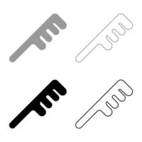 peine para el cabello peluquero accesorio barbería peinar cepillo conjunto icono gris negro color vector ilustración estilo plano imagen